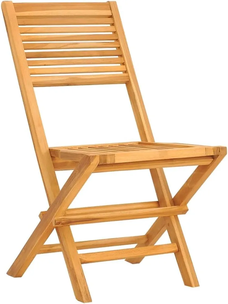 Solid Teak Folding Patio Chairs Set of 2 Outdoor Furniture for Garden Deck Lawn with Weather-Resistant Slatted Design