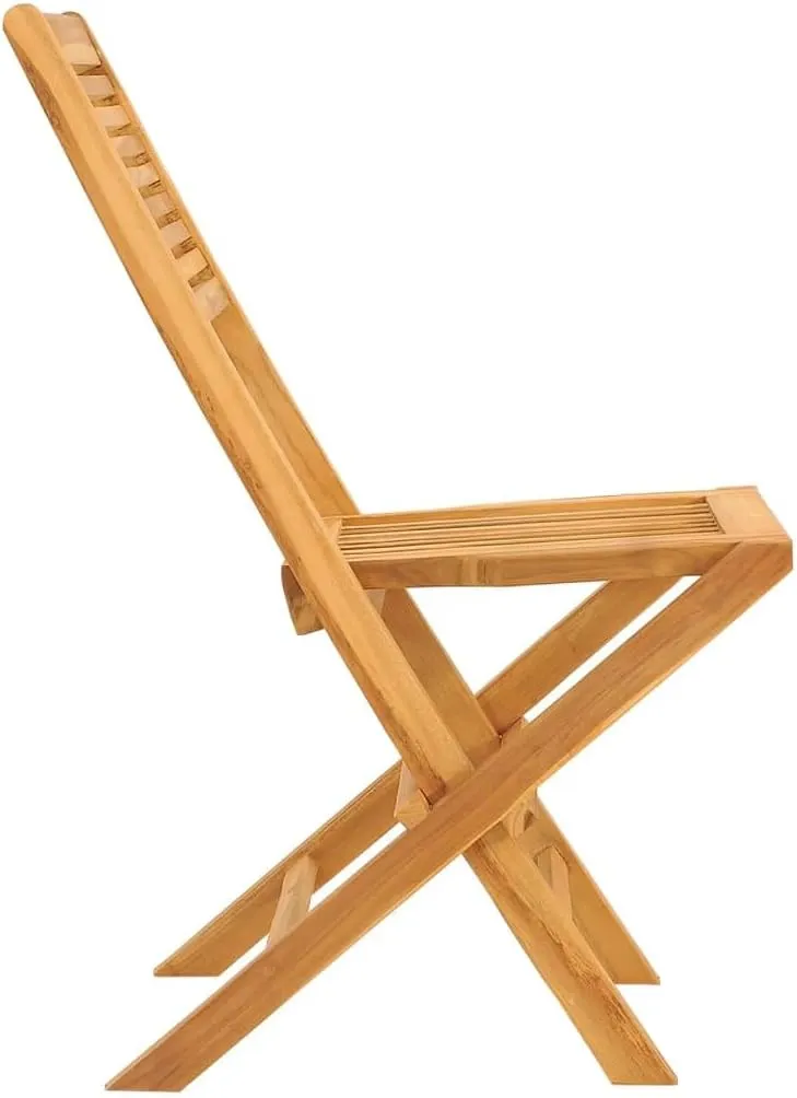 Solid Teak Folding Patio Chairs Set of 2 Outdoor Furniture for Garden Deck Lawn with Weather-Resistant Slatted Design
