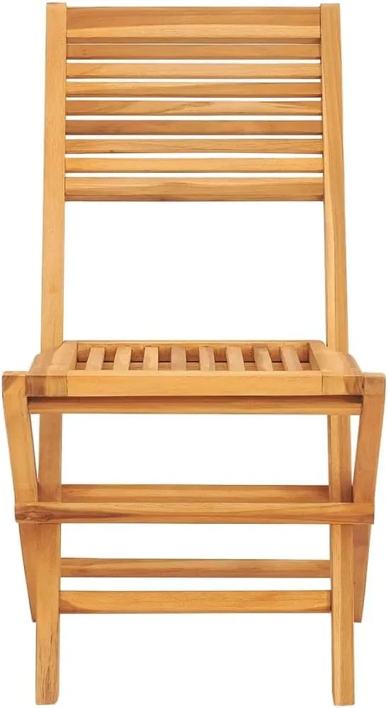 Solid Teak Folding Patio Chairs Set of 2 Outdoor Furniture for Garden Deck Lawn with Weather-Resistant Slatted Design
