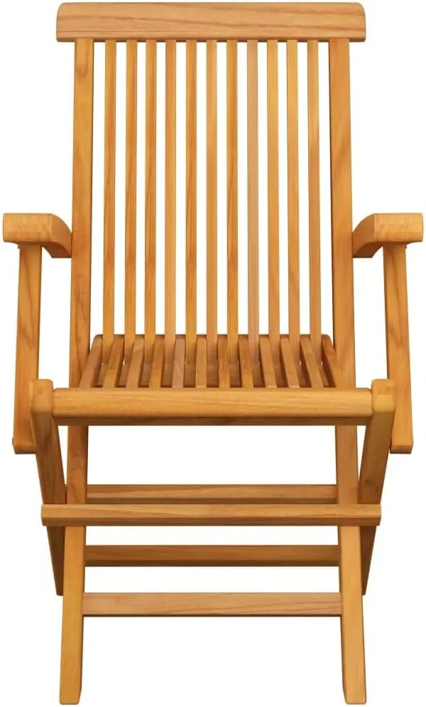 Solid Teak Wood Folding Patio Chairs 4 Piece Set Foldable Outdoor Furniture with Armrests Comfortable Ergonomic Design for Garden Terrace Patio Beach and Camping Use
