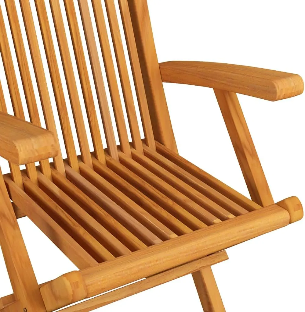 Solid Teak Wood Folding Patio Chairs 4 Piece Set Foldable Outdoor Furniture with Armrests Comfortable Ergonomic Design for Garden Terrace Patio Beach and Camping Use