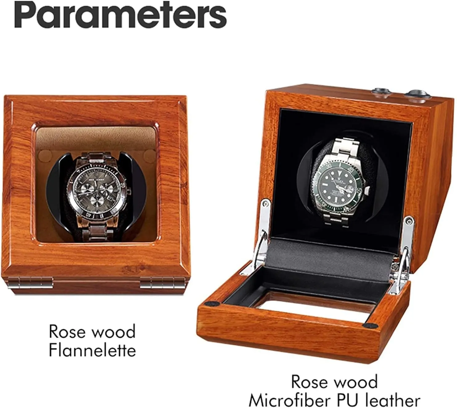 Solid Wood Watch Winder for Automatic Watch Soft Flexible Watch Pillows 4 Rotation Mode Setting Super Quiet Motor (Black 2 0)