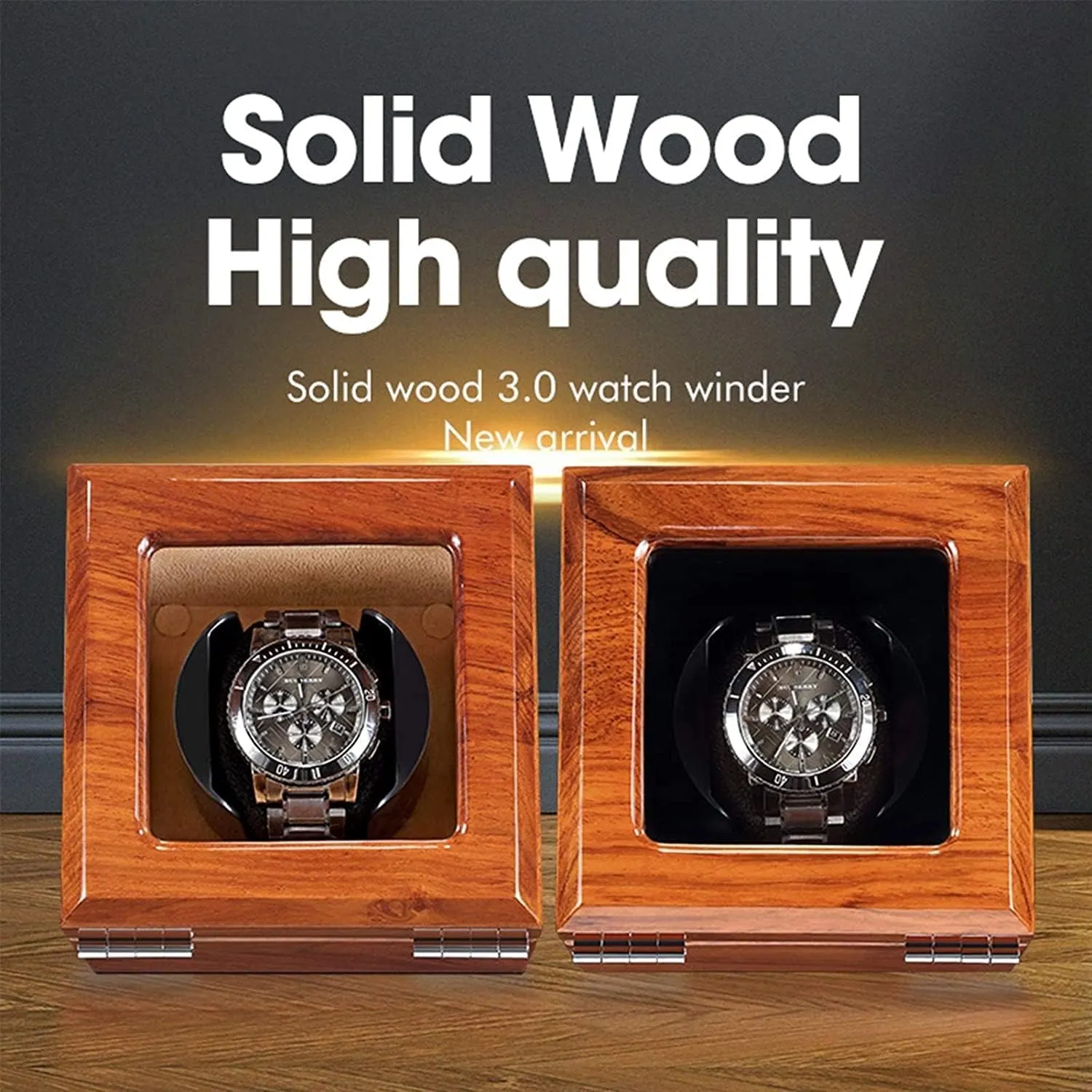 Solid Wood Watch Winder for Automatic Watch Soft Flexible Watch Pillows 4 Rotation Mode Setting Super Quiet Motor (White 2 0)