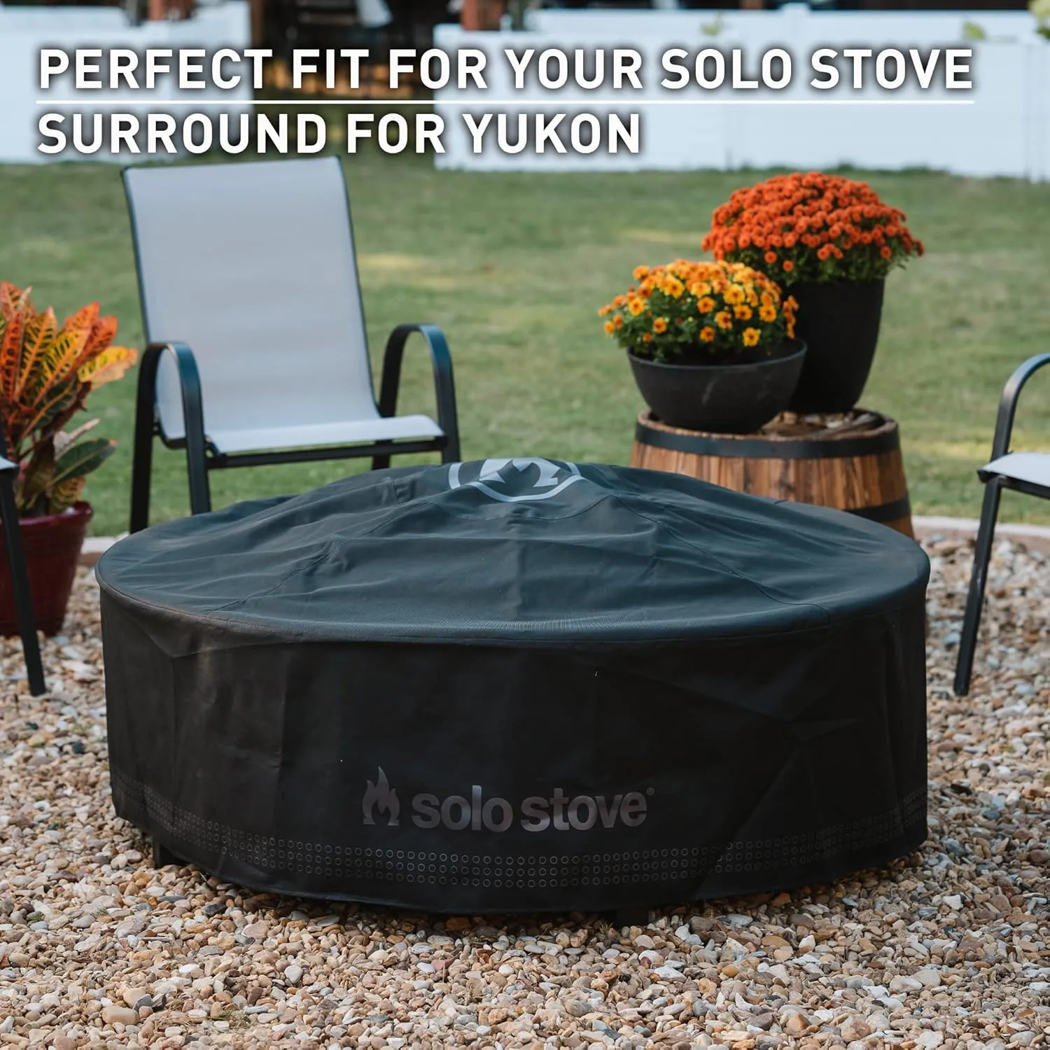Solo Stove Surround Shelter Large | Protective Cover for Fire Pit Surround Table, Weather-Resistant, Solution Dyed Acrylic/PVC Backing/Aluminum Support Stays, Dims (HxDia): 20.8 x 54.1 in, Black