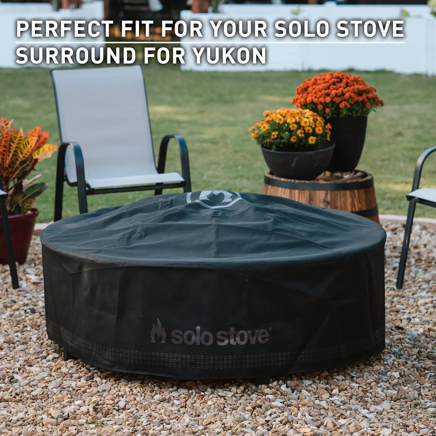 Solo Stove Surround Shelter Large | Protective Cover for Fire Pit Surround Table, Weather-Resistant, Solution Dyed Acrylic/PVC Backing/Aluminum Support Stays, Dims (HxDia): 20.8 x 54.1 in, Black