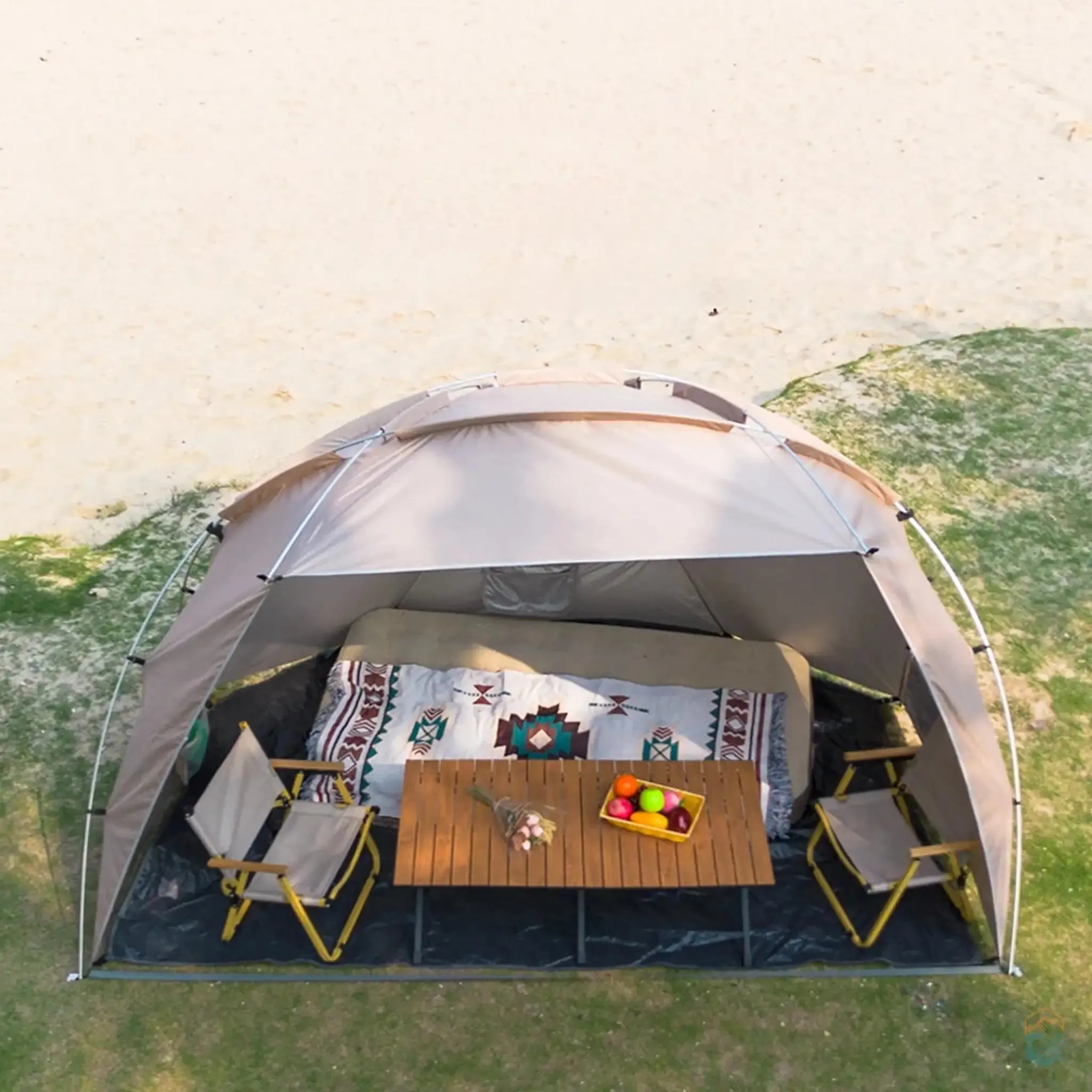 Sonuto 4-7 Person Beach and Camping Tent - Vinyl Sunscreen Canopy Foldable Rainproof Shelter