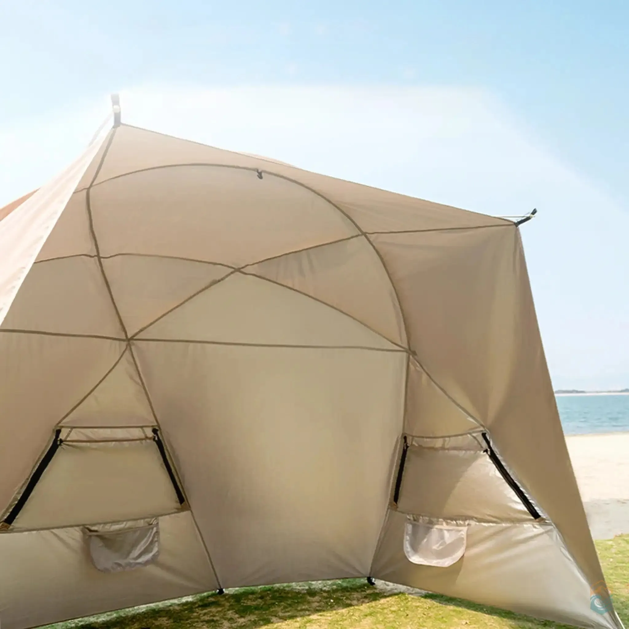 Sonuto 4-7 Person Beach and Camping Tent - Vinyl Sunscreen Canopy Foldable Rainproof Shelter