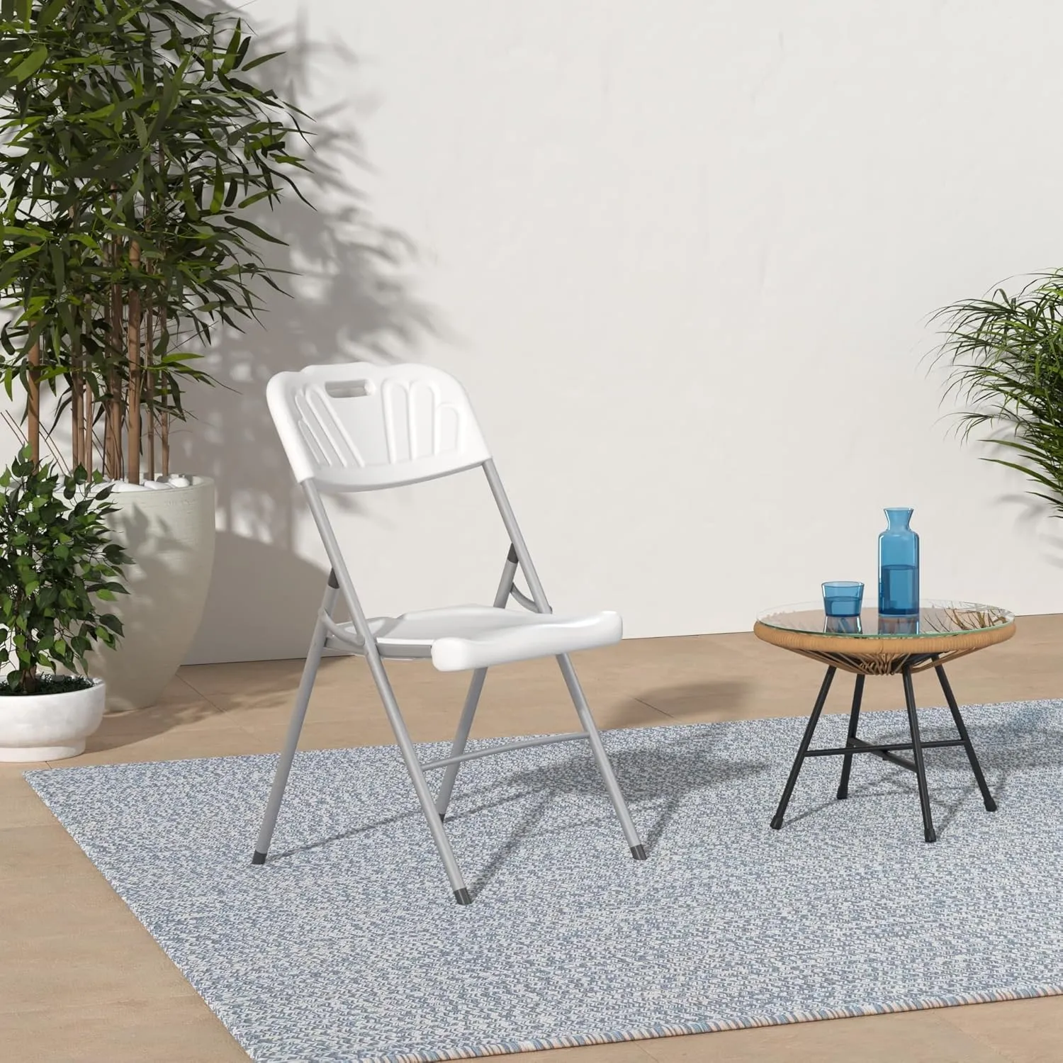 Sorfey White Folding Chair Set of 6,- 550 lbs Weight Capacity - Comfy Ergonomic Plastic Folding Chairs for Outside, Wedding, Indoor/Outdoor Party Chairs, Folding Event Chairs - Stackable, Foldable