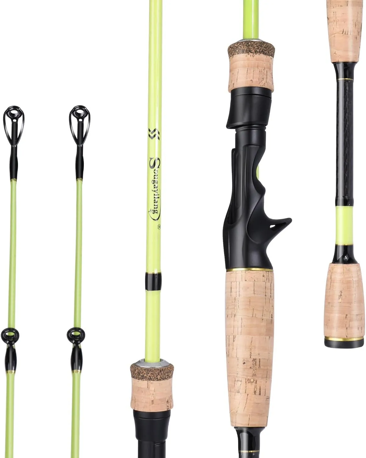 Sougayilang Fishing Rod, 2Pc Casting Rod Spinning Rod for Freshwater Tournament Quality Fishing Pole with 2 Tips for Bass