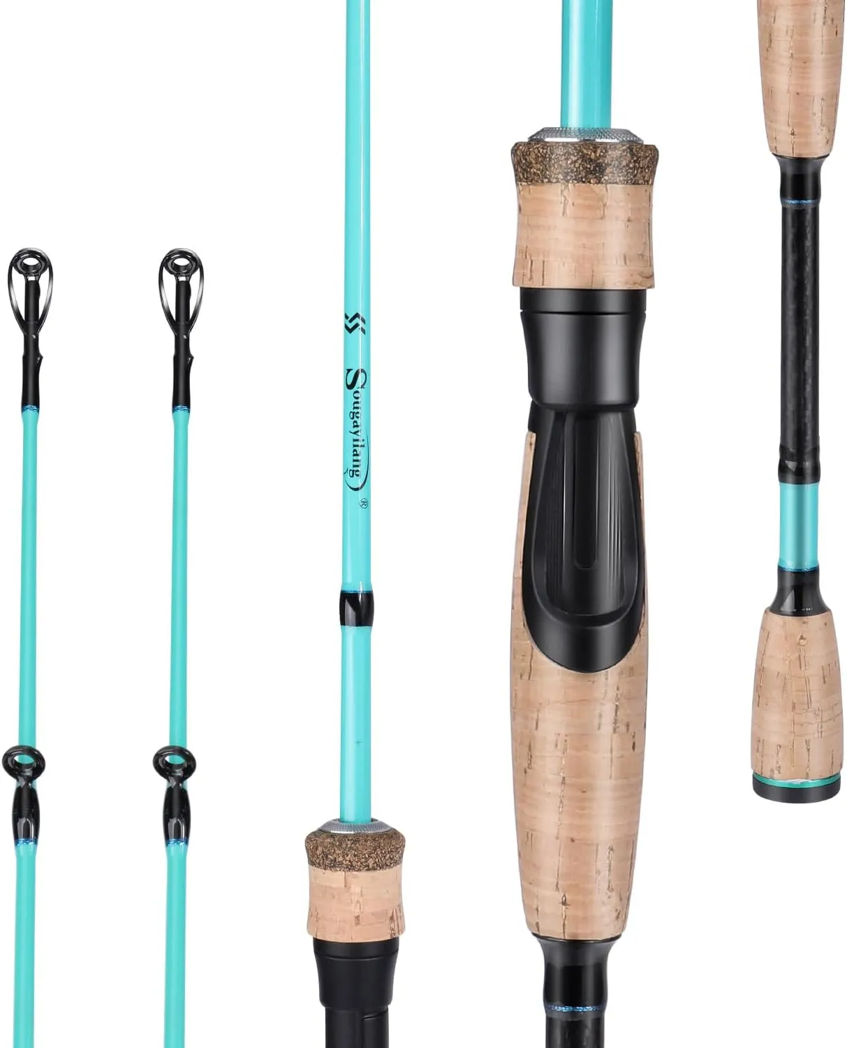 Sougayilang Fishing Rod, 2Pc Casting Rod Spinning Rod for Freshwater Tournament Quality Fishing Pole with 2 Tips for Bass
