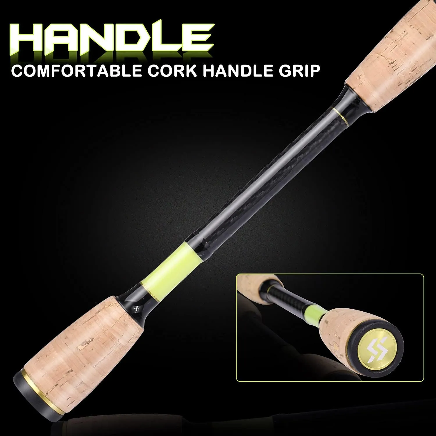 Sougayilang Fishing Rod, 2Pc Casting Rod Spinning Rod for Freshwater Tournament Quality Fishing Pole with 2 Tips for Bass