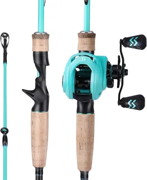 Sougayilang Fishing Rod and Reel Combo, 2-Piece M/MH Fishing Pole with Baitcasting Reel Set, Baitcaster Combo