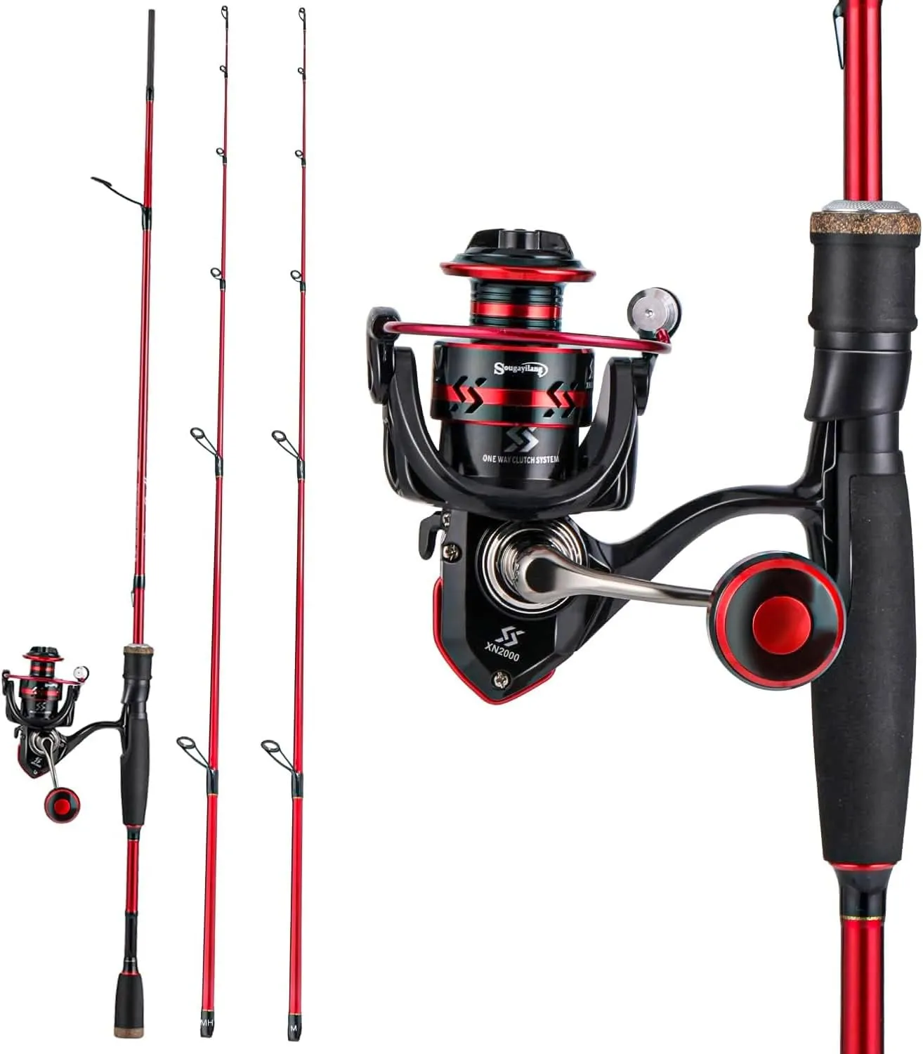 Sougayilang Fishing Rod and Reel Combo, Stainless Steel Guides Fishing Pole with Spinning Reel Combo for Saltwater and Freshwater