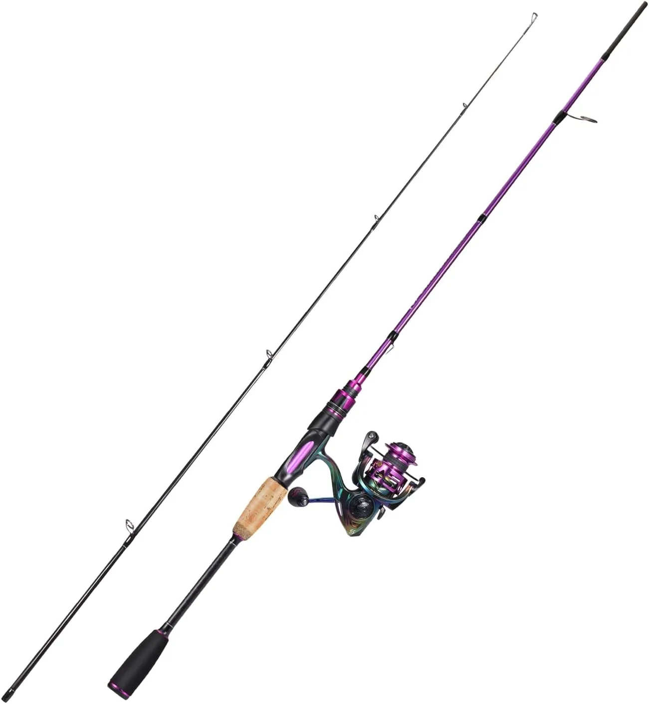 Sougayilang Fishing Rod Reel Combos, Medium Heavy 6'/7' Spinning & Casting Rod with Stainless Steel Guides - Two Pieces