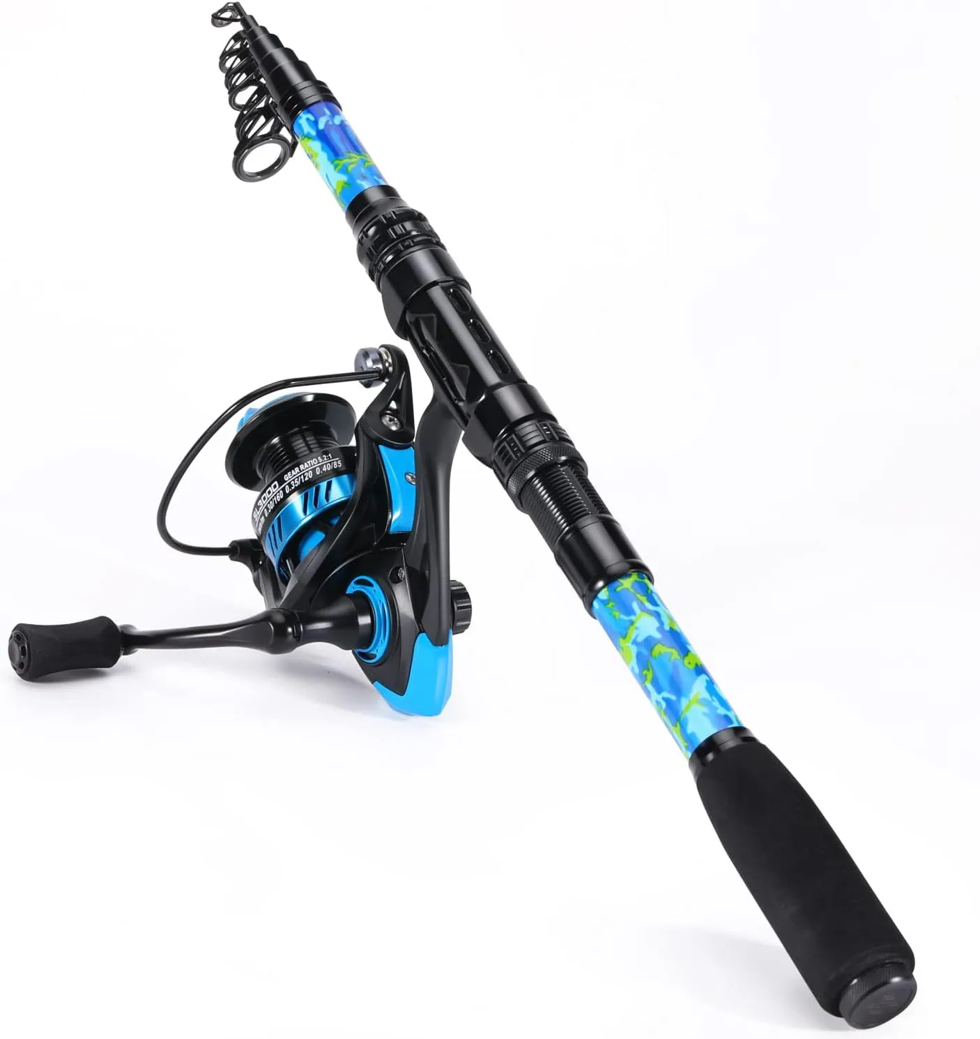 Sougayilang Telescopic Fishing Rod with CNC Reel Seat, Portable Retractable Rod, Travel Fishing Pole for Bass Salmon Trout Fishing