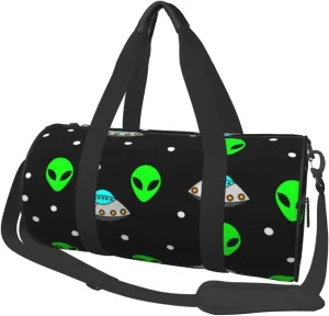 Sports Duffel Bag Alien-Ufo-Green Foldable Travel Tote Bag Weekender Sleepover Carry On Bag