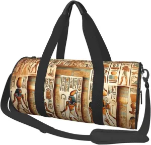 Sports Duffel Bag Ancient-Egyptian-Civilization Foldable Travel Tote Bag Weekender Sleepover Carry On Bag