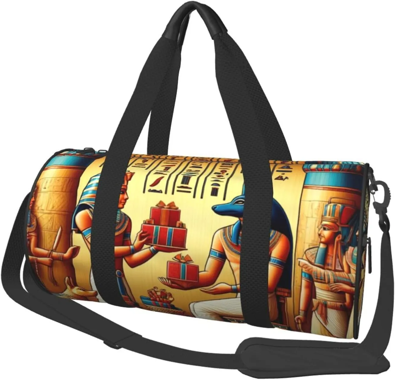 Sports Duffel Bag Ancient-Egyptian-Scene Foldable Travel Tote Bag Weekender Sleepover Carry On Bag