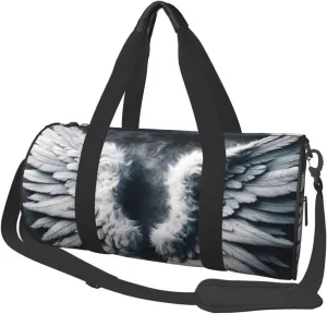 Sports Duffel Bag Angel-White-Wings Foldable Travel Tote Bag Weekender Sleepover Carry On Bag