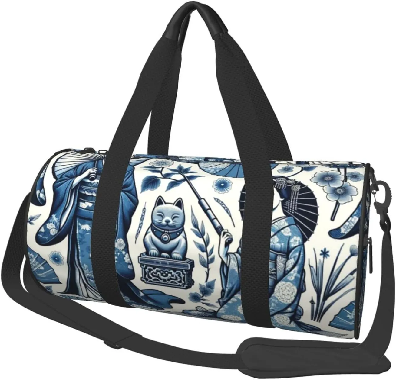 Sports Duffel Bag Asian-Japanese-Maneki-Geisha Foldable Travel Tote Bag Weekender Sleepover Carry On Bag