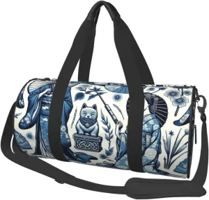 Sports Duffel Bag Asian-Japanese-Maneki-Geisha Foldable Travel Tote Bag Weekender Sleepover Carry On Bag