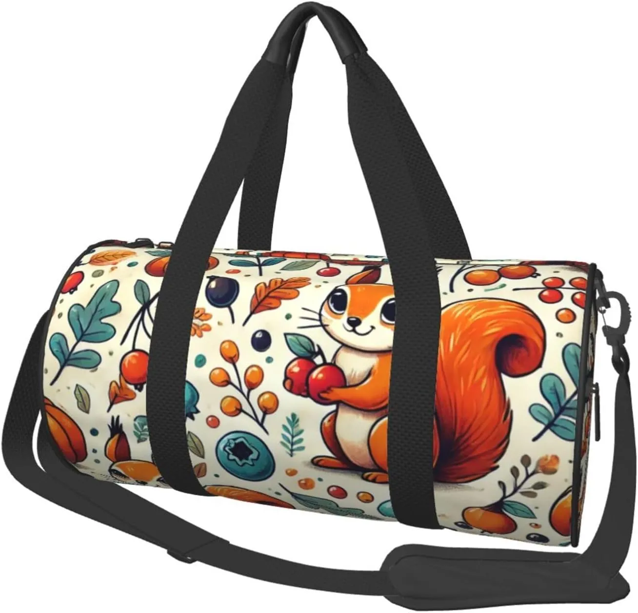 Sports Duffel Bag Autumn-Squirrels-Joy Foldable Travel Tote Bag Weekender Sleepover Carry On Bag