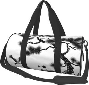 Sports Duffel Bag Chinese-Panda-Ink-Painting Foldable Travel Tote Bag Weekender Sleepover Carry On Bag