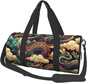 Sports Duffel Bag Cloud-Dragon-China Foldable Travel Tote Bag Weekender Sleepover Carry On Bag