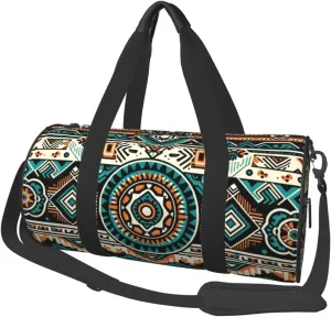 Sports Duffel Bag Colorful-Aztec-Pattern Foldable Travel Tote Bag Weekender Sleepover Carry On Bag