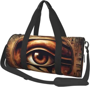 Sports Duffel Bag Egypt-Hieroglyphs-Eye-Of-Horus Foldable Travel Tote Bag Weekender Sleepover Carry On Bag