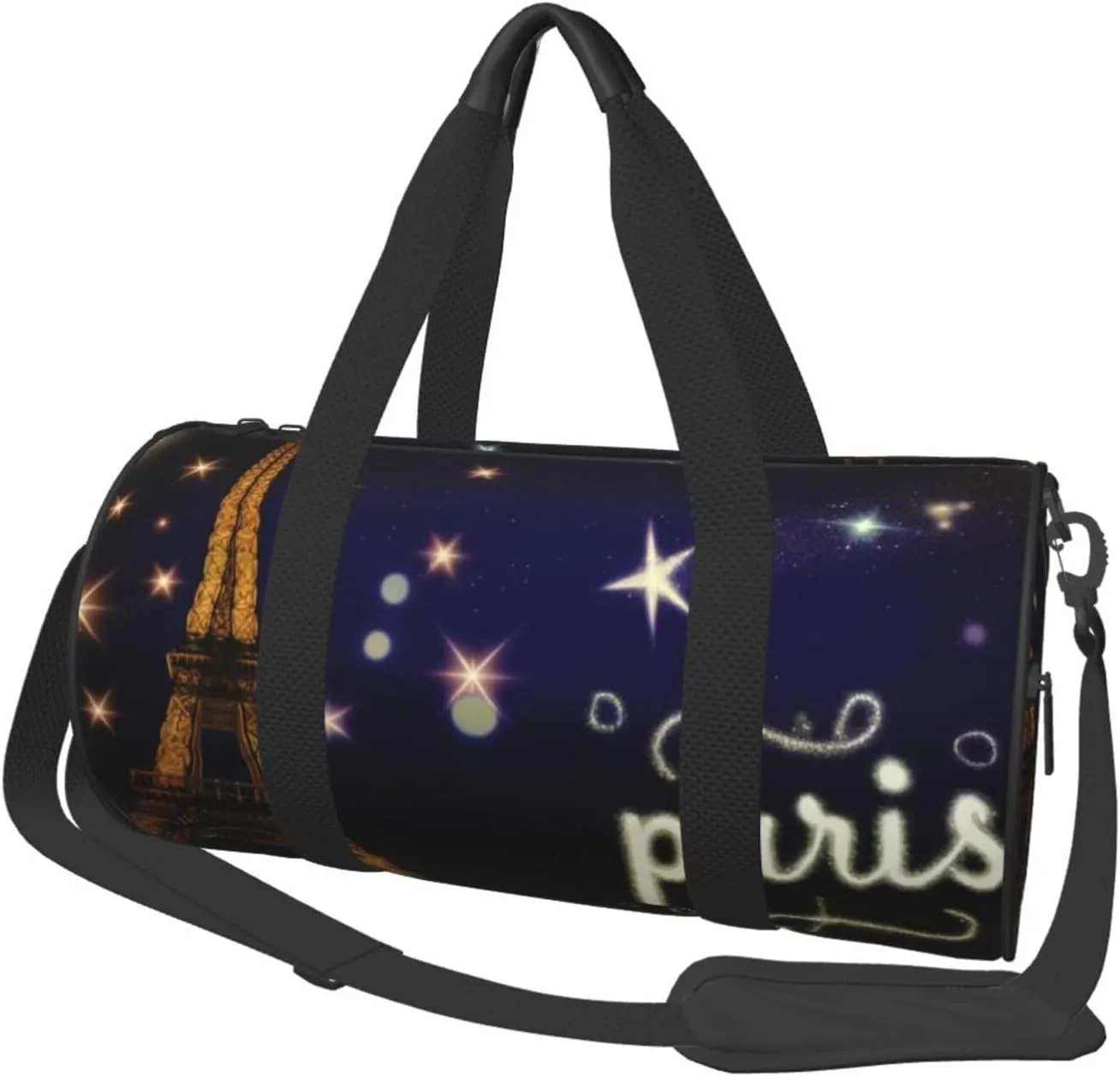Sports Duffel Bag Eiffel-Tower-Stars-Paris Foldable Travel Tote Bag Weekender Sleepover Carry On Bag