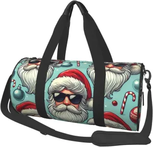Sports Duffel Bag Handsome-Santa-Claus Foldable Travel Tote Bag Weekender Sleepover Carry On Bag