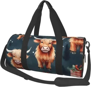 Sports Duffel Bag Highland-Cattle Foldable Travel Tote Bag Weekender Sleepover Carry On Bag