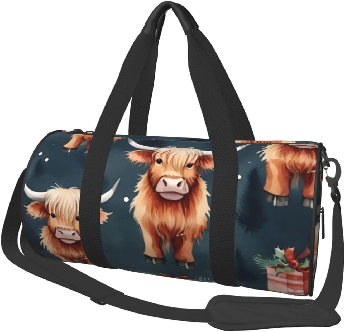 Sports Duffel Bag Highland-Cattle Foldable Travel Tote Bag Weekender Sleepover Carry On Bag