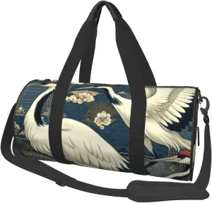 Sports Duffel Bag Japan-Cranes-Good-Luck Foldable Travel Tote Bag Weekender Sleepover Carry On Bag