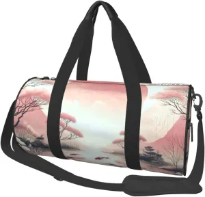 Sports Duffel Bag Japanese-Scene-Koi-Fish Foldable Travel Tote Bag Weekender Sleepover Carry On Bag