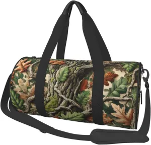 Sports Duffel Bag Leafs-Camo-Hunting Foldable Travel Tote Bag Weekender Sleepover Carry On Bag