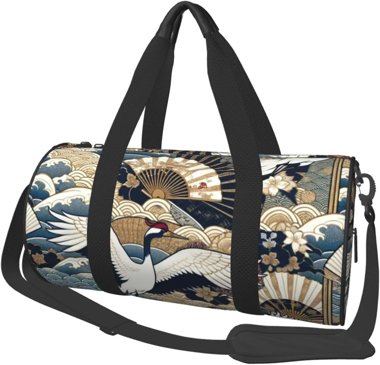 Sports Duffel Bag Longevity-Luck-Japan-Cranes Foldable Travel Tote Bag Weekender Sleepover Carry On Bag