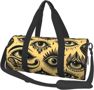 Sports Duffel Bag Magical-Eye-Yellow Foldable Travel Tote Bag Weekender Sleepover Carry On Bag