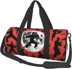 Sports Duffel Bag Martial-Artists Foldable Travel Tote Bag Weekender Sleepover Carry On Bag