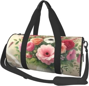 Sports Duffel Bag Morning-Bloom-And-Coffee Foldable Travel Tote Bag Weekender Sleepover Carry On Bag