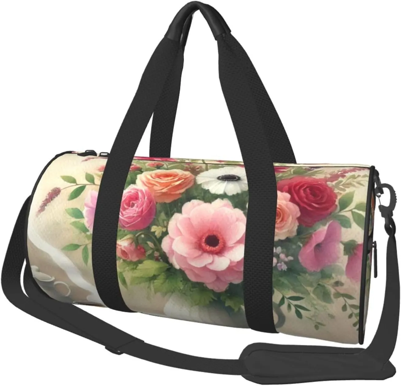 Sports Duffel Bag Morning-Bloom-And-Coffee Foldable Travel Tote Bag Weekender Sleepover Carry On Bag