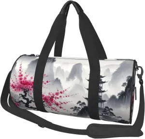 Sports Duffel Bag Mountainous-Landscape-Ink-Wash Foldable Travel Tote Bag Weekender Sleepover Carry On Bag