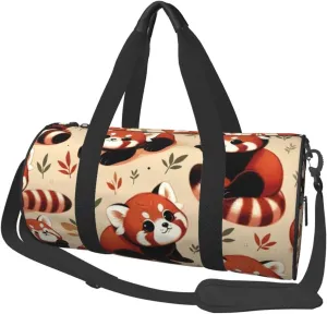 Sports Duffel Bag Raccoon-Cat-Red-Panda Foldable Travel Tote Bag Weekender Sleepover Carry On Bag