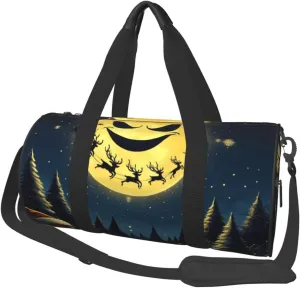 Sports Duffel Bag Santa-Reindeer-Pumpkins-Xmas-Hats Foldable Travel Tote Bag Weekender Sleepover Carry On Bag