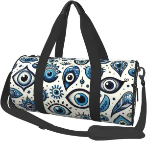 Sports Duffel Bag The-Turkish-Nazar-Eye Foldable Travel Tote Bag Weekender Sleepover Carry On Bag
