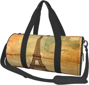 Sports Duffel Bag Vintage-Paris-British Foldable Travel Tote Bag Weekender Sleepover Carry On Bag