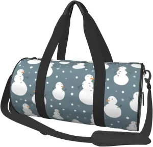 Sports Duffel Bag Xmas-Christmas-Snowman-Family Foldable Travel Tote Bag Weekender Sleepover Carry On Bag