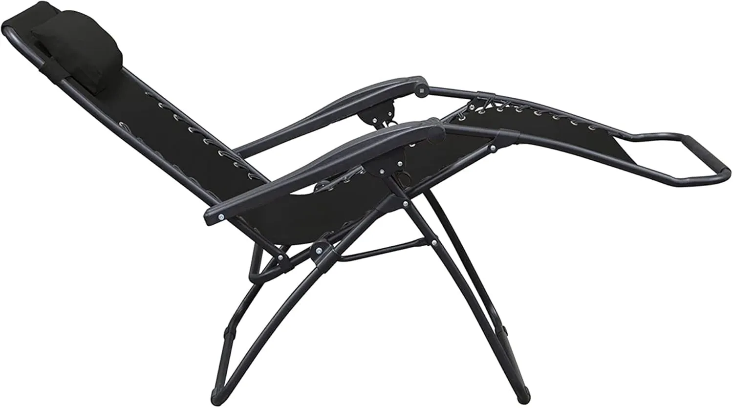 Sports Zero Gravity Outdoor Portable Folding Camping Lawn Deck Patio Lounge Chair with Adjustable Headrest, Black (Pair)