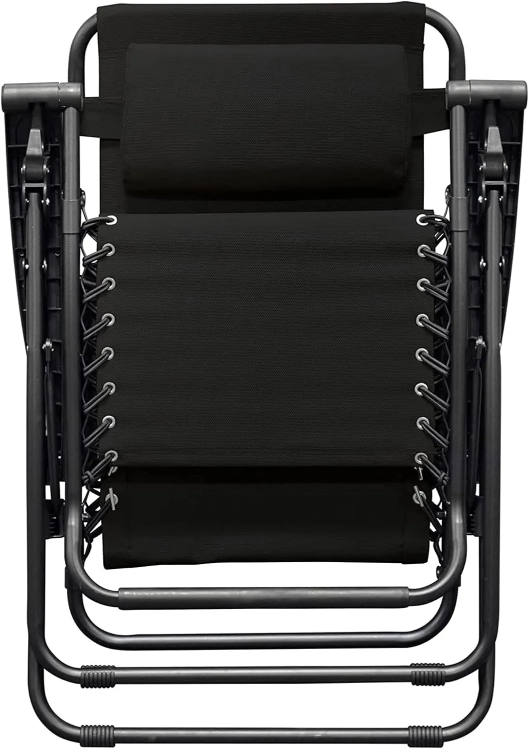 Sports Zero Gravity Outdoor Portable Folding Camping Lawn Deck Patio Lounge Chair with Adjustable Headrest, Black (Pair)